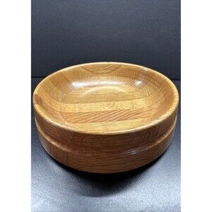 Hand Crafted Wooden Bowl Smooth Inlay Felt Bottom 8" Fruit Bowl Vintage